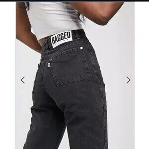 NWOT Ragged Jeans Low Rise V Front Black Mom Jeans 30
